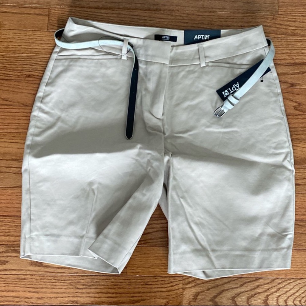 apt 9 khaki shorts with belt